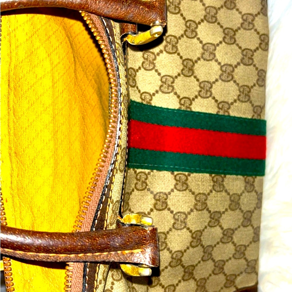 Authenticated Gucci Hand Bag Brown PVC with D rings! You can add a chain/strap - Picture 5 of 12